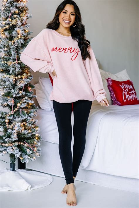 simply merry blush pink corded embroidered sweatshirt shopperboard