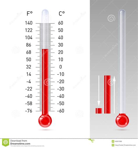 Trueview thermometer centigrade convert to fahrenheit. Thermometer Stock Vector - Image: 46001996