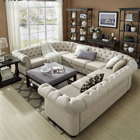 Mona 142 Chesterfield Sectional Sofa Furniture Living Room Decor