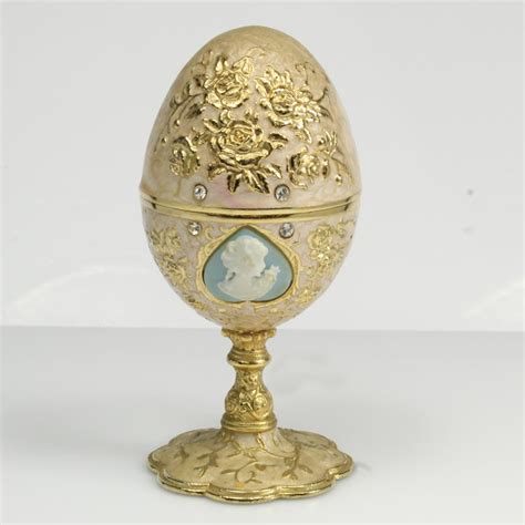 Egg Shaped Trinket Box With Clear Stones Property Room
