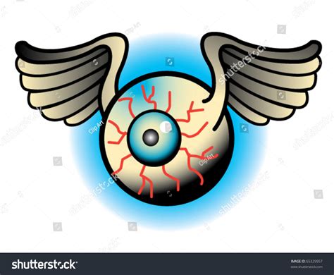 Tattoo Design Flying Eyeball Wings Stock Vector 65329957 Shutterstock
