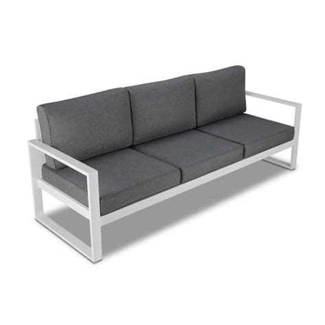 Real Flame Baltic White Aluminum Outdoor Sofa With Gray Cushions 9621