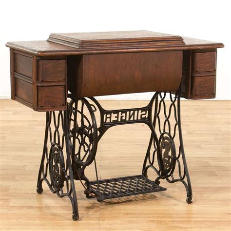 Antique Singer Sewing Table W Machine Loveseat Vintage Furniture La