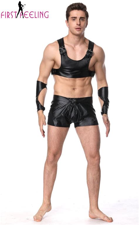 Sexy One Outfit M Xxl Exotic Male Black Leather Bodysuit Men Sexy