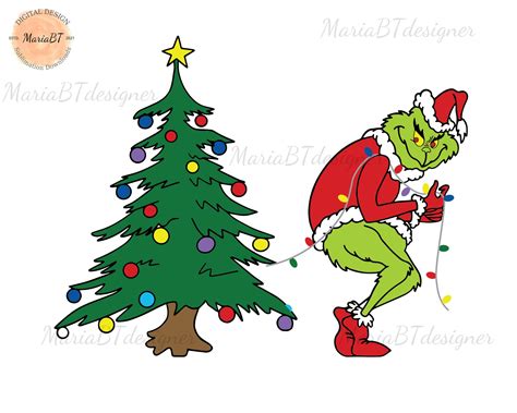 Grinch Stealing Christmas Tree Svg Grinch With Tree Svg Etsy México