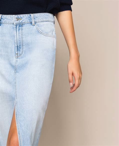 Long Denim Skirt Woman Blue Twinset Milano