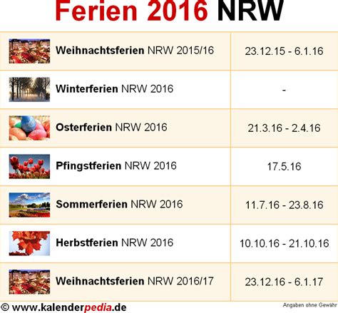 In dem fall muss schulferien.org als quelle angegeben bzw. Ferien Nordrhein-Westfalen (NRW) 2016 - Übersicht der ...