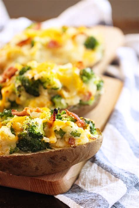 Twice Baked Potatoes Stuffed With Bacon Broccoli And Cheddar