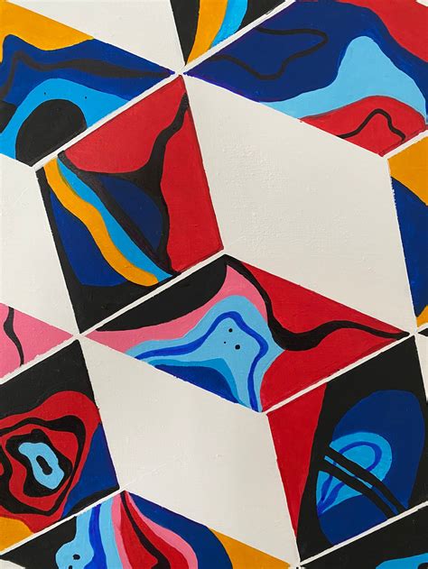 Cube Color 3d Original Canvas Painting Acrylic Cubes Painting Etsy