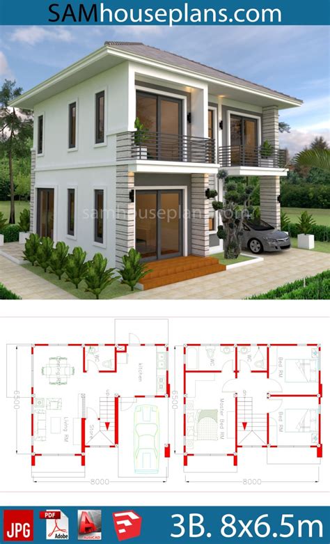 House Plans Idea 8x6 With 3 Bedrooms Sam House Plans