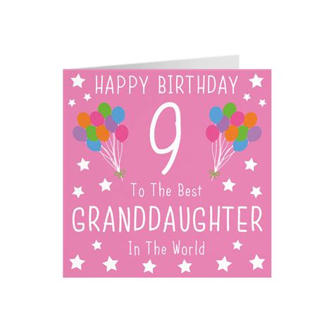 Granddaughter 9th Birthday Card Happy Birthday 9 To The Etsy