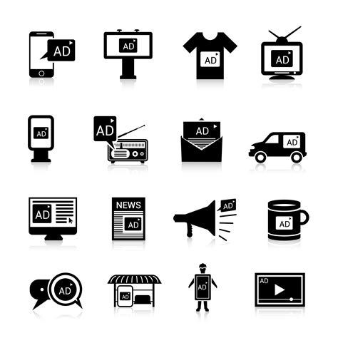 Advertising Icons Black 427650 Vector Art At Vecteezy
