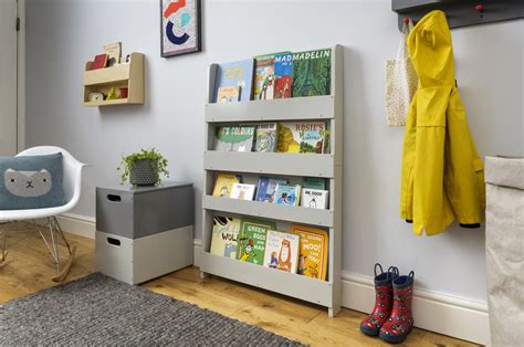 Kids furniture wonderful and solid red blue and green. Wooden Bookcase Pale Grey by Tidy Books® for children