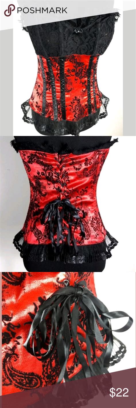 Shirley Of Hollywood Balck Red Satin Corset Sz 38 Clothes Design Fashion Fashion Design