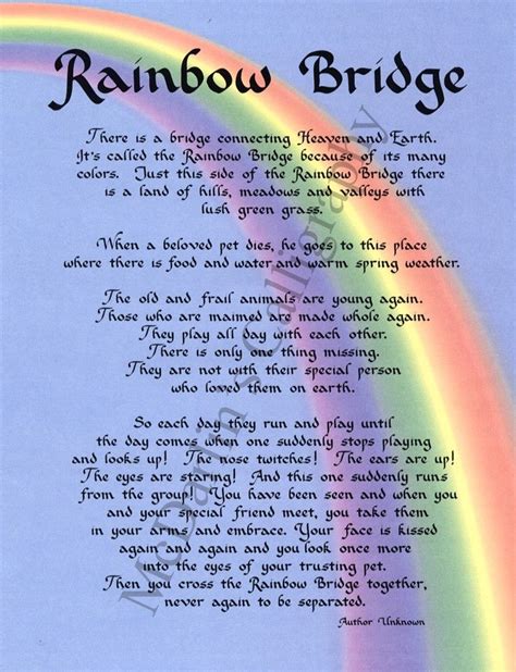 Rainbow Bridge Dog Poem Printable