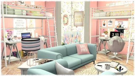 The Sims 4 Girly College Dorm Room Cc Links Youtube Sims House