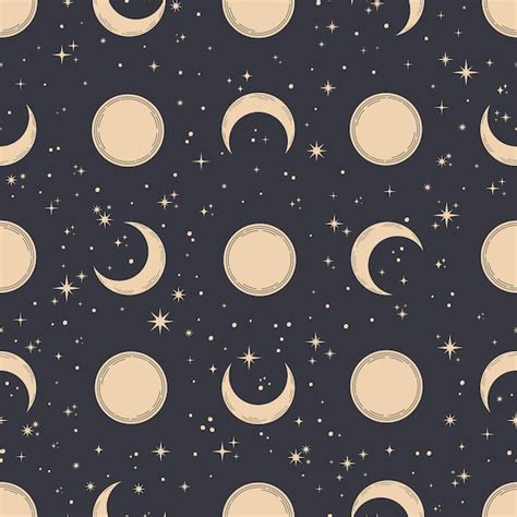 Premium Vector Seamless Pattern With Moons And Stars