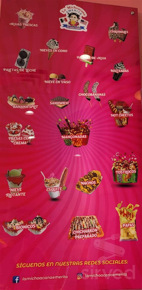 La Michoacana Emerita Ice Cream Parlor Menu In Arleta California Usa