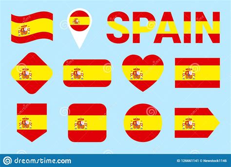 Spain Flag Collection Spanish Flags Set Vector Flat Isolated Icons