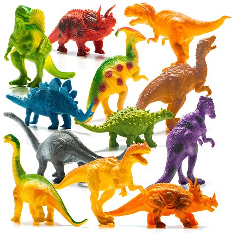 Prextex Realistic Looking 7 Dinosaurs Pack Of 12 Toys For Boys And