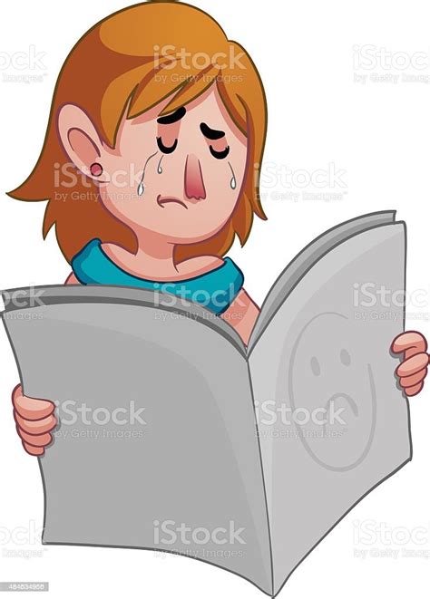 Sad Woman Holding A Newspaper Stock Illustration Download Image Now