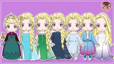 Frozen Princess Elsa And Queen Elsa Paper Dolls Dress Up Costumes Set