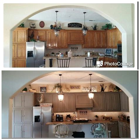 No stripping, sanding & priming needed. Kitchen before and after using Reclaim Beyond paint in ...