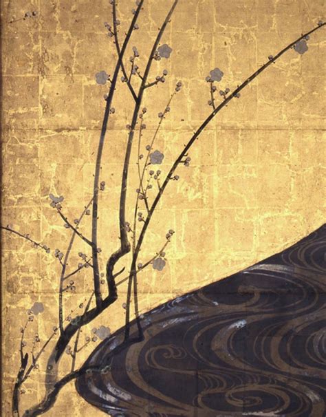 Detail Ogata Korin White And Red Plum Blossoms National Treasure Of