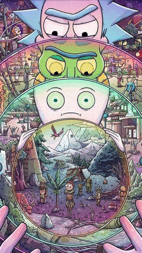 Download Cool Rick And Morty With Aliens Wallpaper