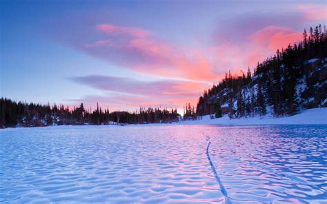 Frozen Lake Sunset Paisaje Natural Fondo De Pantalla Avance