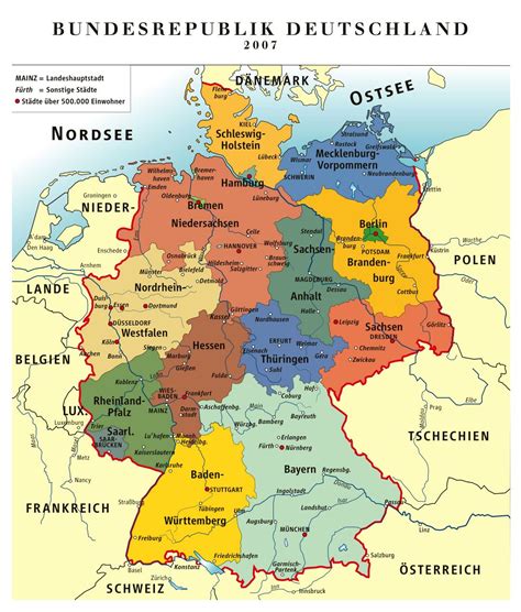 Large Detailed Administrative Map Of Germany Germany Europe