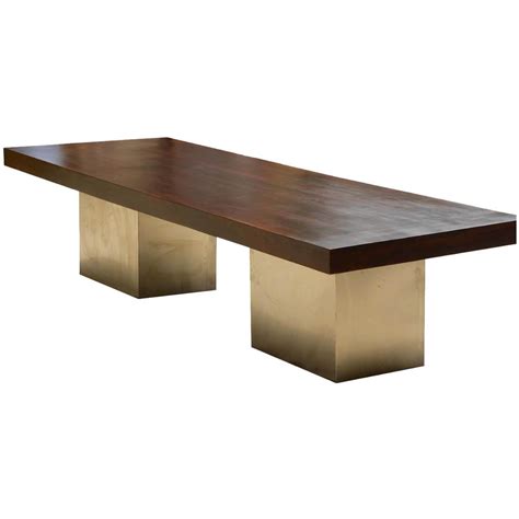 Modern solid wood dining table. 120" Large Sierra Solid Wood Sutton Double Pedestal Dining ...