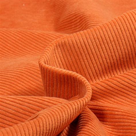 Tissu Velours d ameublement côtelé Lena Orange Par 10 cm