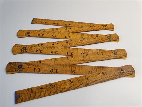 Folding Wooden Meter Vintage Carpenter Meter Ruler Double Etsy