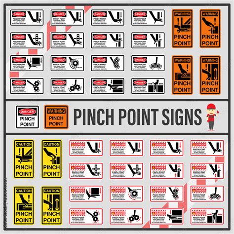 Set Of Signs And Symbols Of Pinch Point Pinch Point Safety Caution