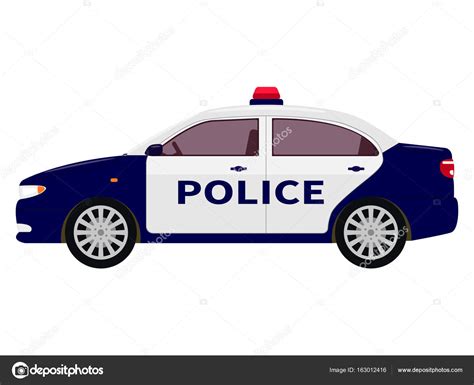 Le commissaire de police assume la responsabilité des services de la police nationale. Véhicule de police isolé sur fond blanc — Image ...