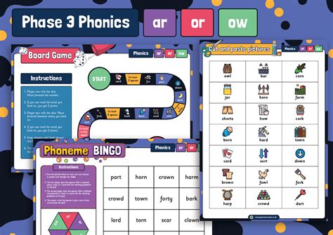 What better way to connect as a family, have some fun, and learn a thing or two? Phoneme Board Game and Activity Pack - ar or ow - Grammarsaurus