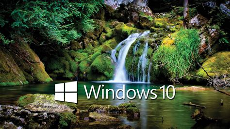 Windows 10 White Text Logo Over The Waterfall Wallpaper Computer