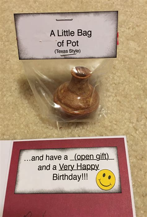 Inside Of Little Bag Of Pot Card And Gag T Tiny Pot I Made Gag Ts Christmas Joke