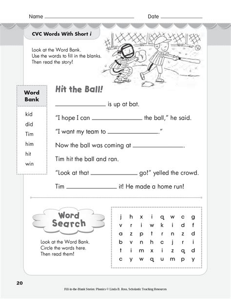 Fill In The Blank Story Worksheets