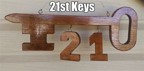 Wooden 21st Keys Happy 21st Birthday Wood Ideas Four Square Keys