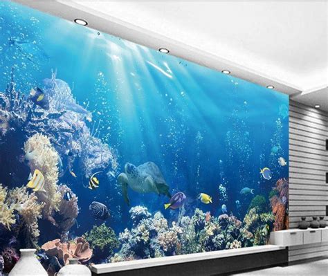 Underwater 3d Marine Life Sea Turtle Wallpaper Mural Home