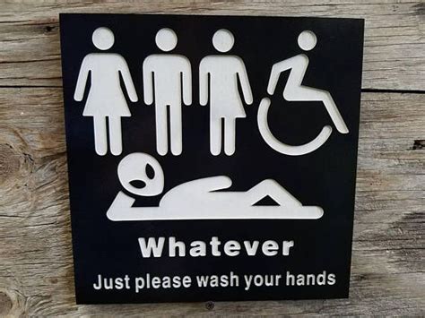 all gender restroom sign whatever just wash your hands alien etsy all gender restroom