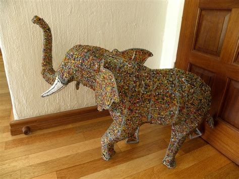 African Beaded Wire Animal Sculpture Elephant Large Etsy