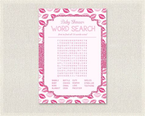 Word Search Hot Pink Glitter Word Search Quiz By PixieBabyShower