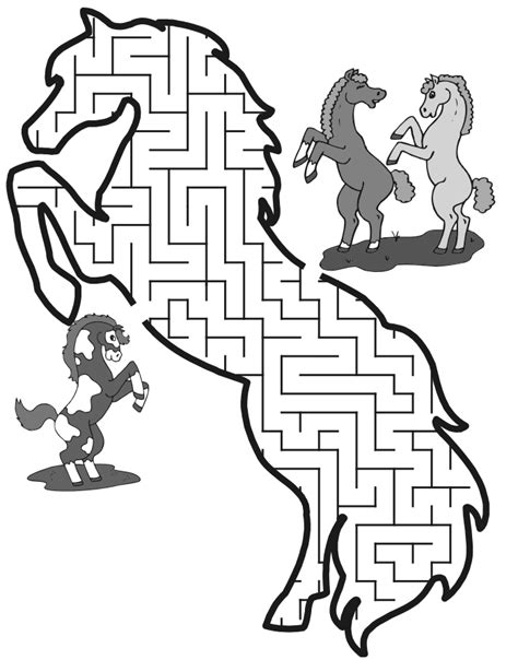 When a child colors, it improves fine motor skills, increases concentration, and sparks creativity. Horse maze: A rearing horse | Horse coloring pages ...
