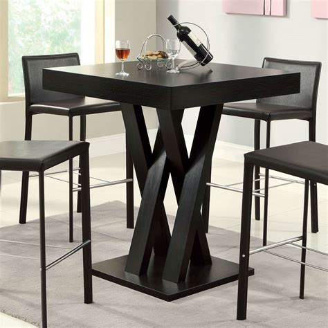Modern 42 Inch High Square Dining Table In Dark Cappuccino Finish Bar