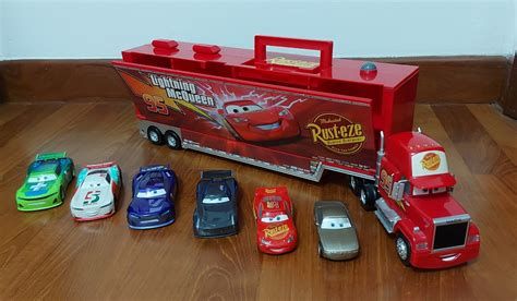 Disney Mack Friction Motor Hauler And Six Die Cast Cars Set Hobbies