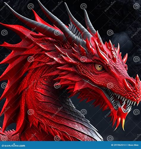 Red Dragon Head Isolated On Black Background 3d Rendering 3d