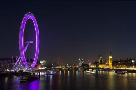 Photo London Big Ben England Thames Ferris Wheel River Night Cities